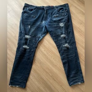 MAKOBI PRADO Distressed BIKER JEANS - VINTAGE WASH 52x34